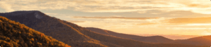 Landscape photo of the Blue Ridge Parkway at sunset.