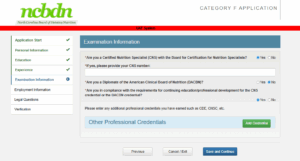 CategoryF_Application_Examination_Information_Add_CNS_Credential